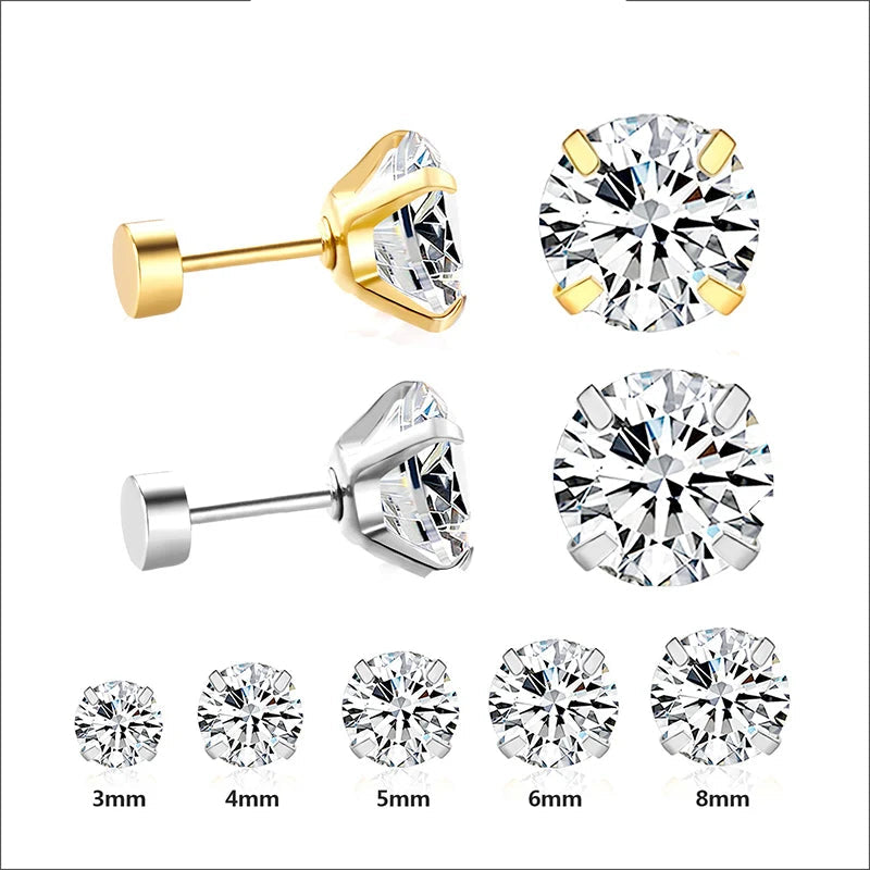 Stainless Steel Crystal Stud Earrings