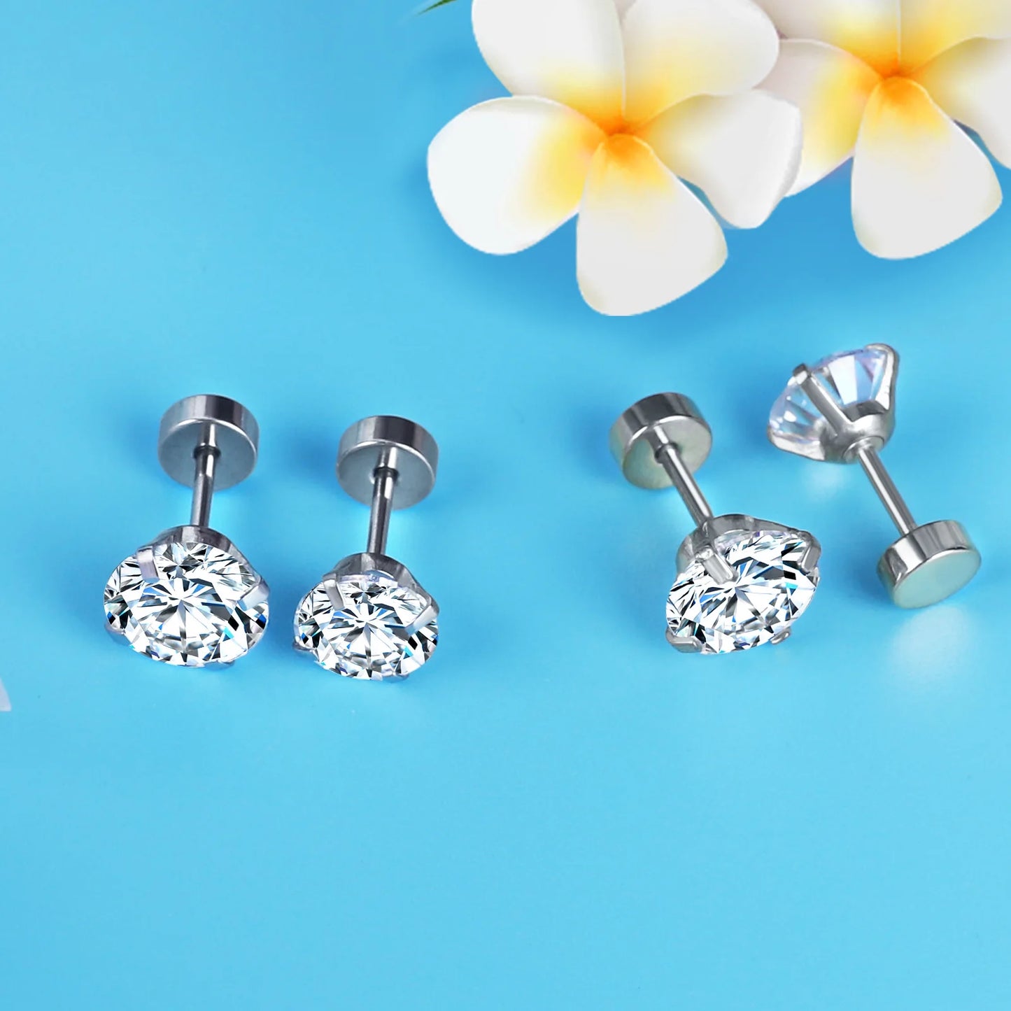 Stainless Steel Crystal Stud Earrings